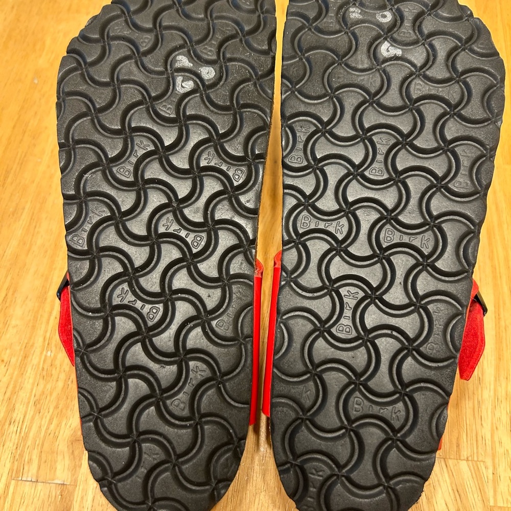 Birkenstock Red Black Gizeh Thong Birko-Flor Sandals EU 40 W9 M7 - Picture 7 of 9